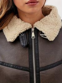 Frances | Belted Aviator Jacket in Coffee Brown