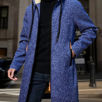 Wesley | Hooded Longline Coat in Navy