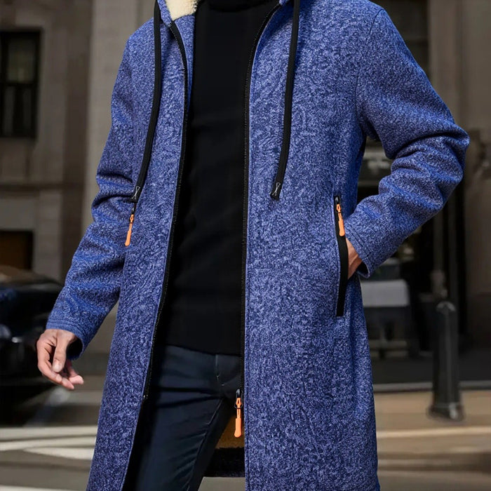Wesley | Hooded Longline Coat in Navy