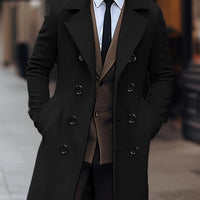 Hugh | Double-Breasted Tailored Overcoat in Black