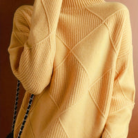 Freya | Textured Turtleneck Sweater in Military Blue