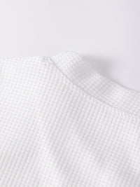 Frederick | Textured Waffle-Knit Long Sleeve Top in White