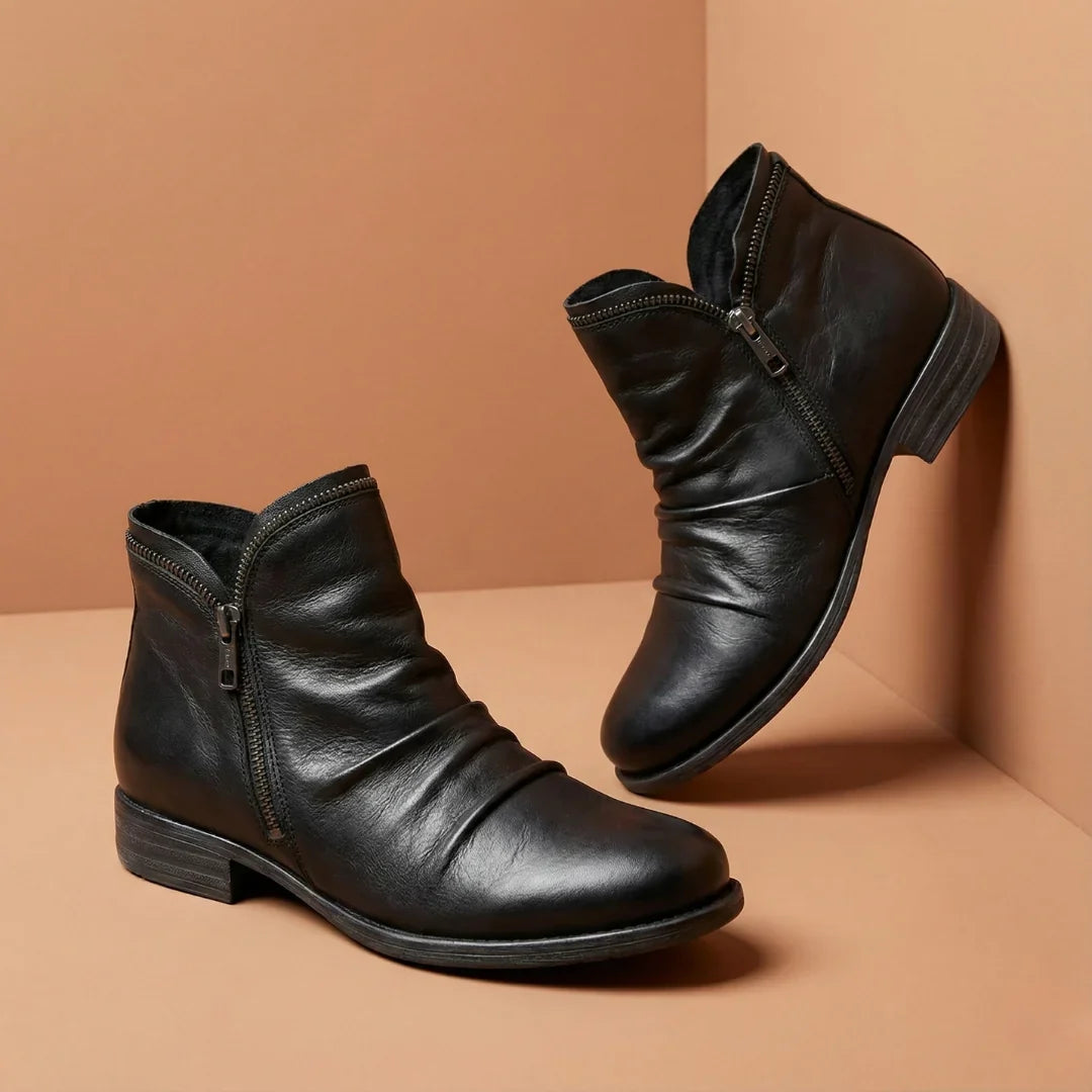 Sybil | Women's Ankle Boots with Ruched Shaft and Block Heel