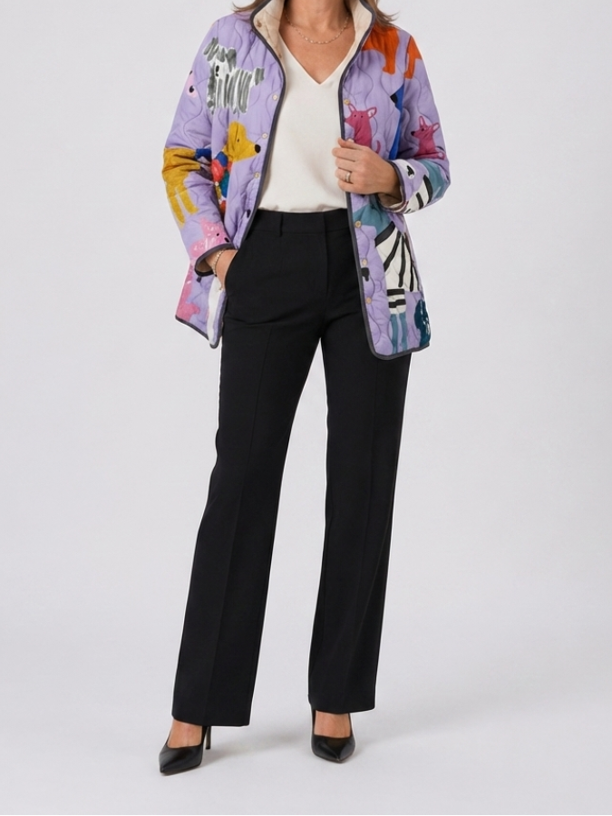 Tilda | Women's Padded Jacket with Dog Print and Light Warmth