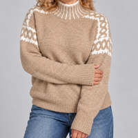 Ellen | Women's Knit Jumper with Nordic Pattern and Mock Neck