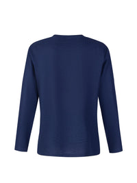 Frederick | Textured Waffle-Knit Long Sleeve Top in Navy