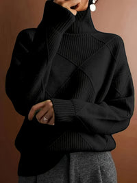 Freya | Textured Turtleneck Sweater in Light Brown