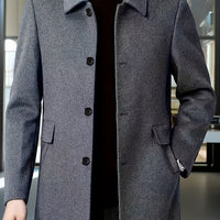 Cedric | Tailored Single-Breasted Overcoat in Dark Grey