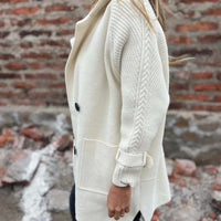Minerva | Women's Longline Coat with Knit Sleeves and Tailored Body
