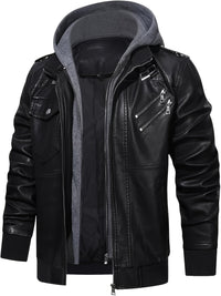 Donovan | Layered Hooded Moto Jacket in Black