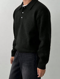Reid | Men's Knit Jumper with Polo Collar and Cosy Feel