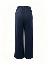 Marlene | High-Waisted Straight-Leg Trousers in Navy Color