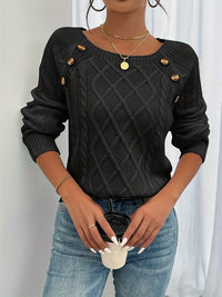 Winifred | Textured Button-Detail Sweater in White