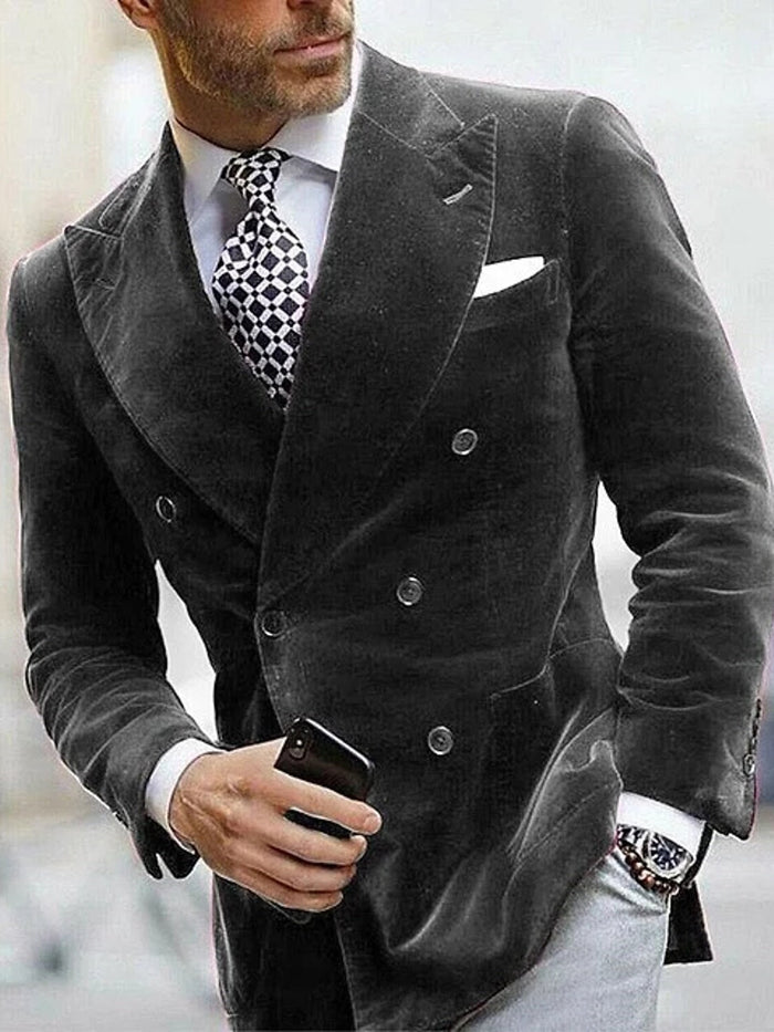 Bertram | Men's Velvet Blazer with Slim Fit and Six Button Front