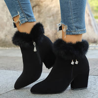 Evelina | Women's Ankle Boots with Block Heel and Trimmed Cuff