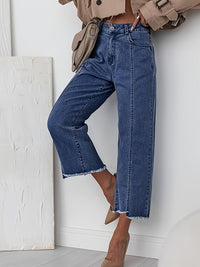 Ramona | Washed Straight-Leg Cropped Jeans in Royal Blue