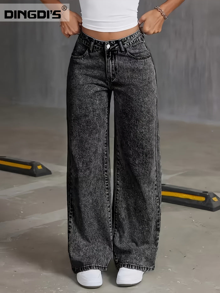 Annabel | Wide-Leg Straight Jeans in Black