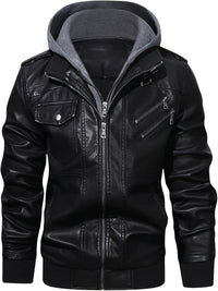 Donovan | Layered Hooded Moto Jacket in Black