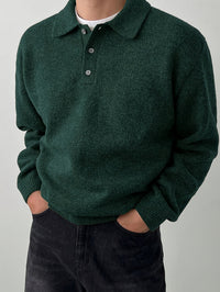 Reid | Men's Knit Jumper with Polo Collar and Cosy Feel