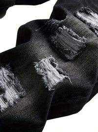 Kingsley | Rugged Distressed Straight Jeans in Dark Grey