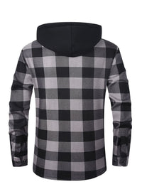 Rowan | Men's Shirt Jacket with Hood and Check Pattern
