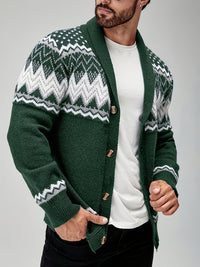 Whitaker | Men's Shawl Cardigan with Nordic Pattern and Warm Knit