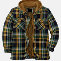 Wesley | Men's Hooded Jacket with Check Pattern and Insulated Lining