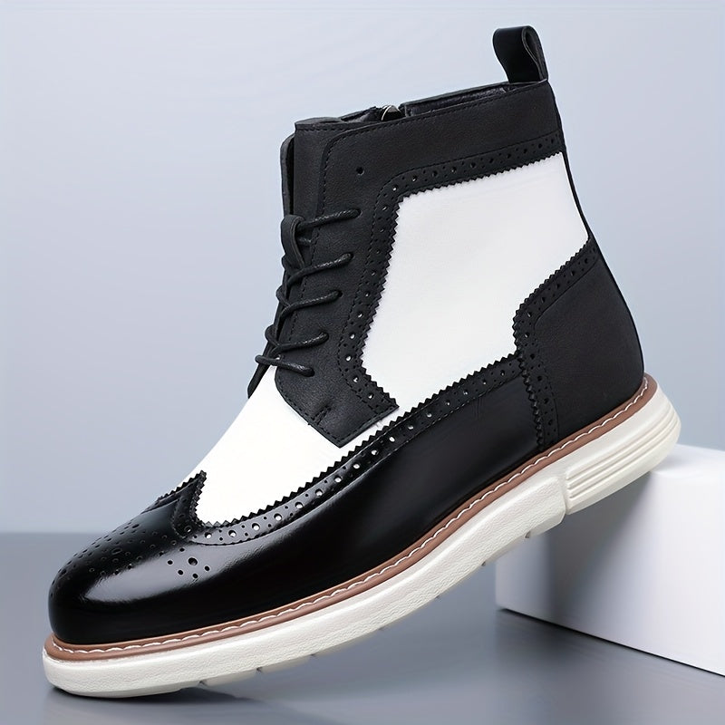Hubert | Men's Brogue Ankle Boots with Punched Detail and Clean Shape