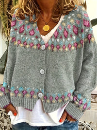 Maribel | Fair Isle Knit Cardigan in Green