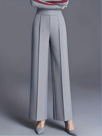 Marlene | High-Waisted Straight-Leg Trousers in Grey