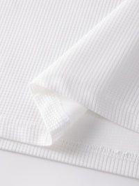 Frederick | Textured Waffle-Knit Long Sleeve Top in White