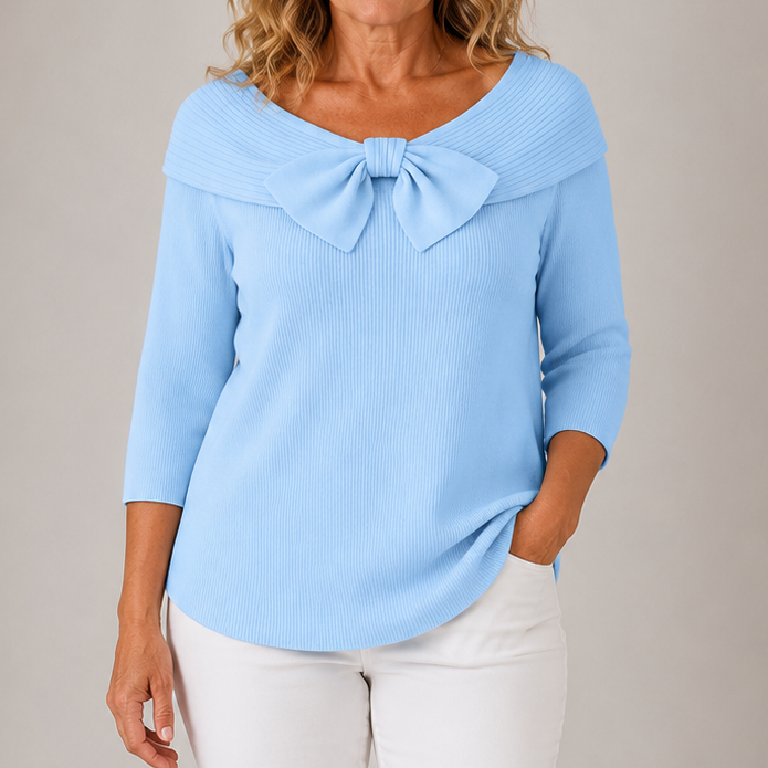 Nerys | Women's Knit Jumper with Bow Detail and Relaxed Silhouette