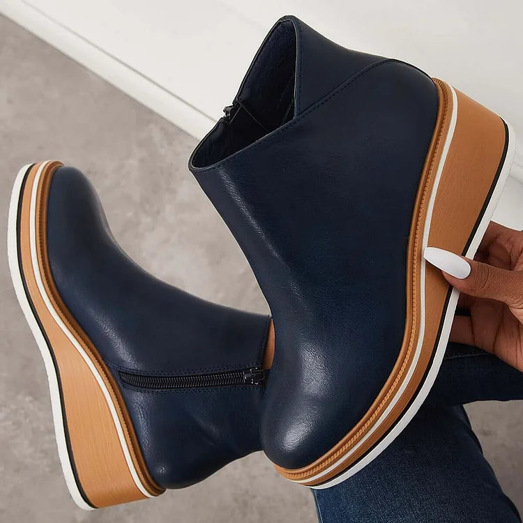 Eira | Women's Ankle Boots with Platform Sole and Smooth Finish
