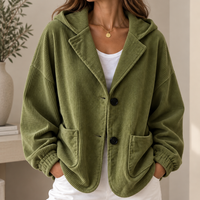 Theodora | Women's Corduroy Jacket with Hood and Notched Lapel
