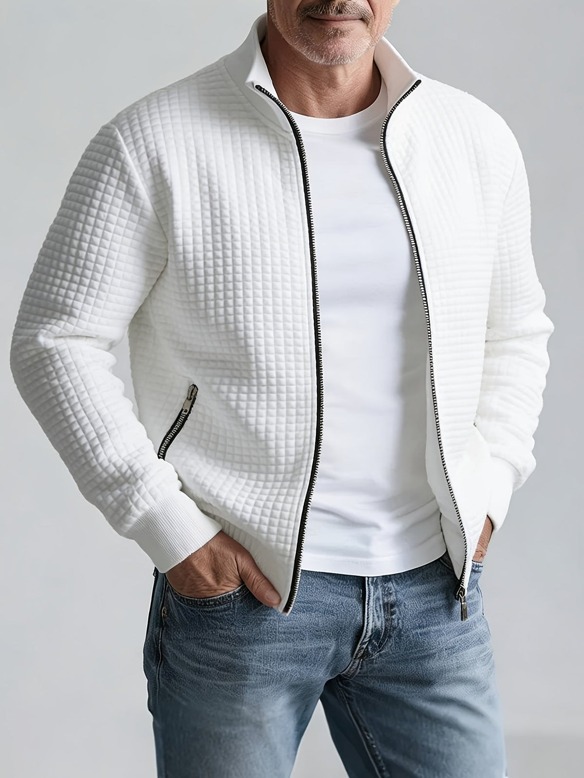 Jeremy | Men's Jacket with Stand Collar and Textured Surface