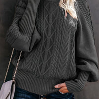 Penelope | Textured Cable-Knit Sweater in Dark Grey