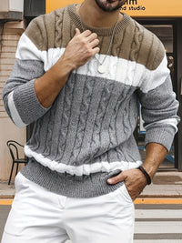Bradley | Textured Cable-Knit Sweater in Grey and khaki