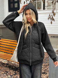 Helene | Quilted Hooded Jacket in Black