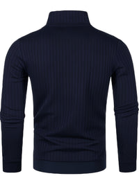 Hayden | Ribbed Quarter-Zip Sweater in Navy Blue