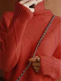 Freya | Textured Turtleneck Sweater in Yellow