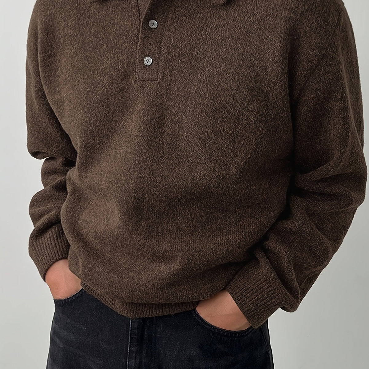 Reid | Men's Knit Jumper with Polo Collar and Cosy Feel