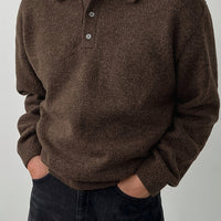 Reid | Men's Knit Jumper with Polo Collar and Cosy Feel