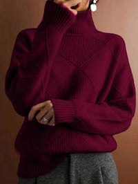 Freya | Textured Turtleneck Sweater in Black