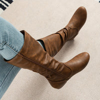 Lydia | Women's Mid Calf Boots with Slouch Shape and Flat Sole