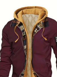 Brooks | Hooded Zip-Up Jacket in Burgundy