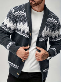 Whitaker | Men's Shawl Cardigan with Nordic Pattern and Warm Knit