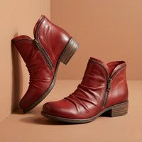 Sybil | Women's Ankle Boots with Ruched Shaft and Block Heel