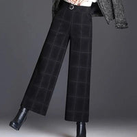 Jenny | Checked Wide-Leg Trousers in Plaid Black