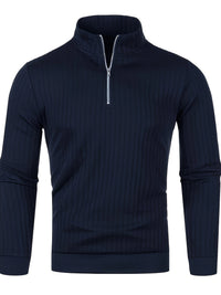 Hayden | Ribbed Quarter-Zip Sweater in Navy Blue