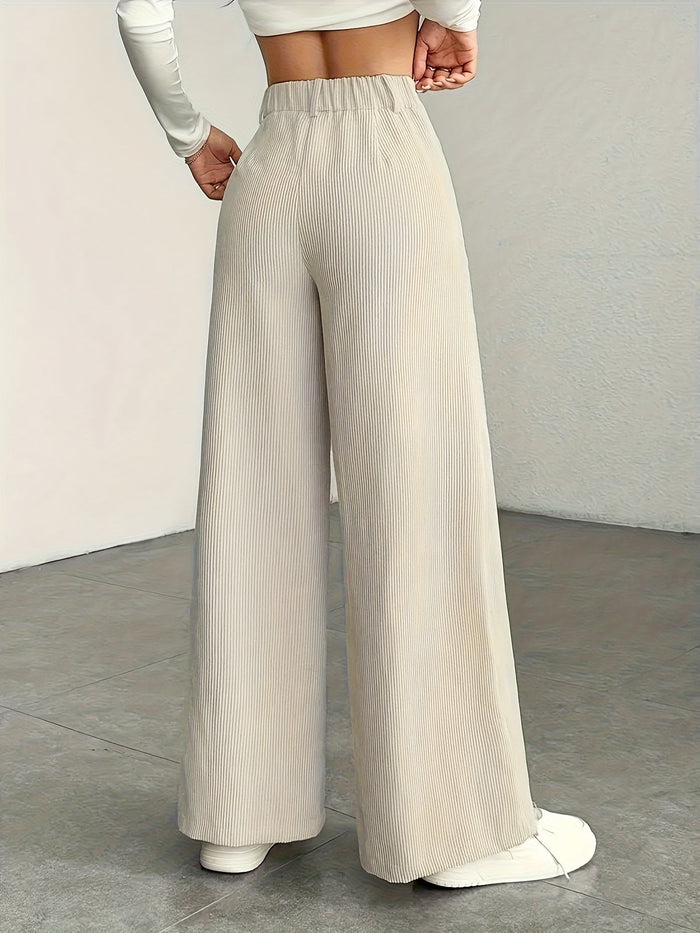 Nora | High-Waisted Wide-Leg Trousers in Apricot
